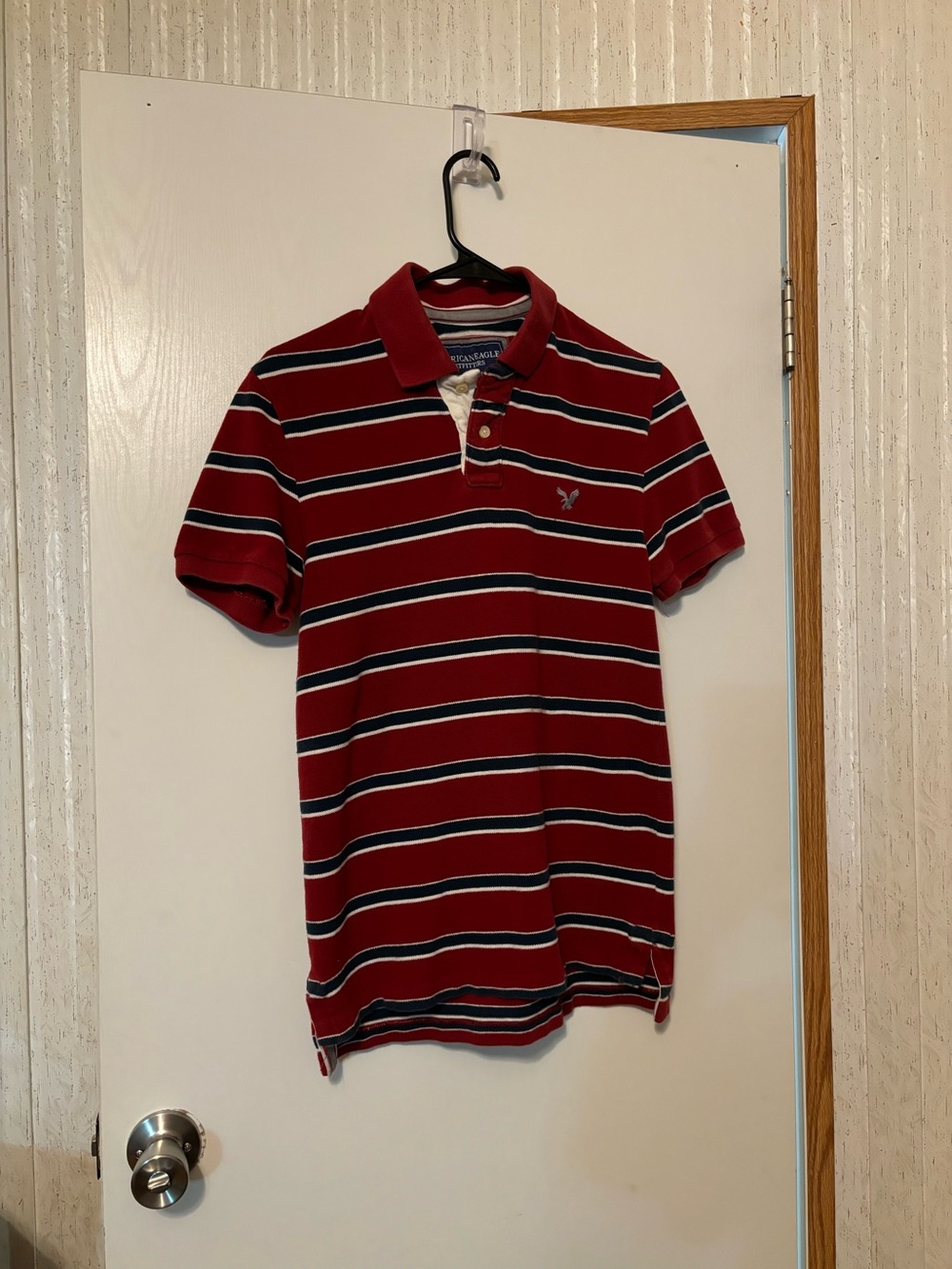 American Eagle Outfitters Red Striped Polo Shirt